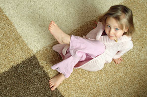 Aardvark Carpet Cleaning, Norwich > All types of carpet & rug cleaning, and specialist wool carpet cleaning > Image: Girl on clean carpet tiles